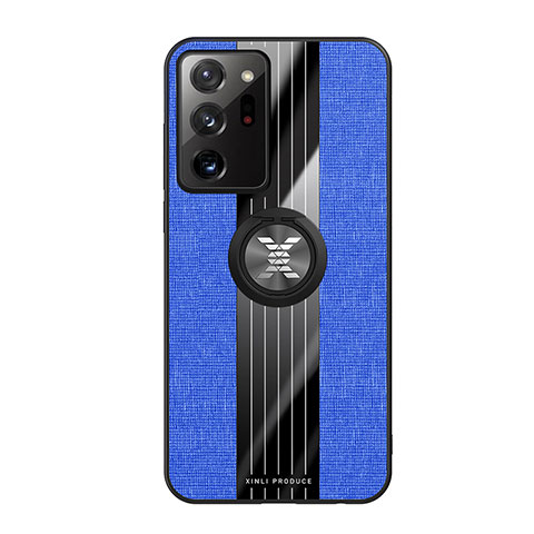 Custodia Silicone Ultra Sottile Morbida Cover con Magnetico Anello Supporto X02L per Samsung Galaxy Note 20 Ultra 5G Blu