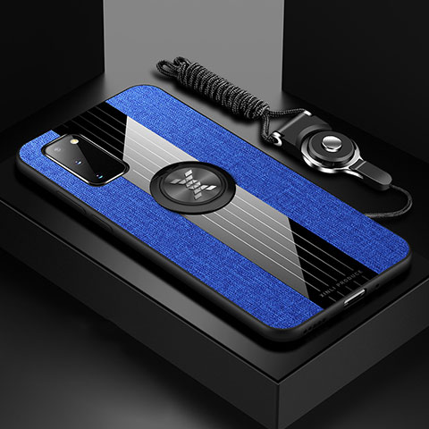 Custodia Silicone Ultra Sottile Morbida Cover con Magnetico Anello Supporto X03L per Samsung Galaxy S20 5G Blu