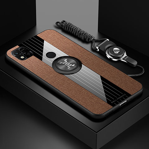 Custodia Silicone Ultra Sottile Morbida Cover con Magnetico Anello Supporto X03L per Xiaomi Redmi 10A 4G Marrone