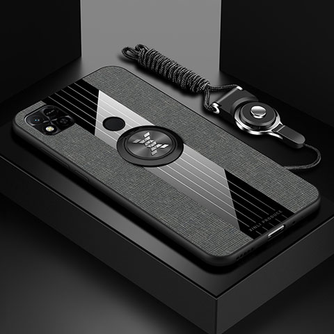 Custodia Silicone Ultra Sottile Morbida Cover con Magnetico Anello Supporto X03L per Xiaomi Redmi 9C Grigio
