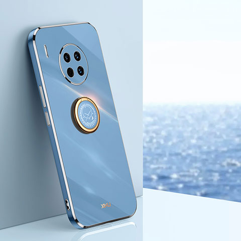Custodia Silicone Ultra Sottile Morbida Cover con Magnetico Anello Supporto XL1 per Huawei Nova 8i Blu