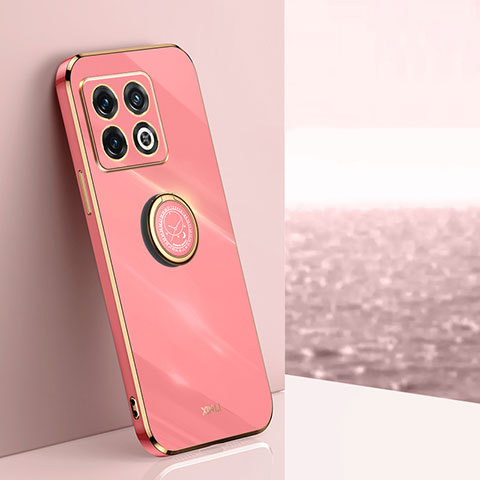 Custodia Silicone Ultra Sottile Morbida Cover con Magnetico Anello Supporto XL1 per OnePlus 10 Pro 5G Rosa Caldo
