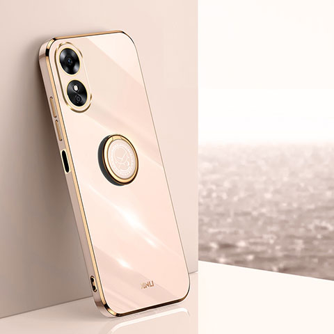 Custodia Silicone Ultra Sottile Morbida Cover con Magnetico Anello Supporto XL1 per Oppo A17 Oro