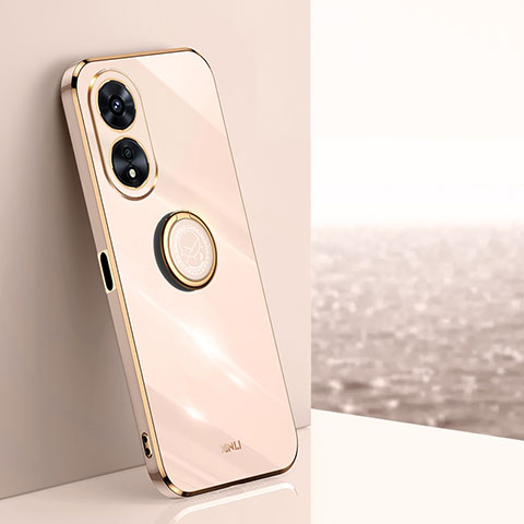 Custodia Silicone Ultra Sottile Morbida Cover con Magnetico Anello Supporto XL1 per Oppo A78 5G Oro