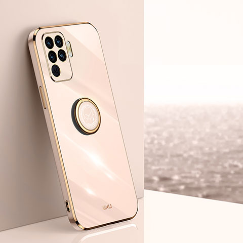 Custodia Silicone Ultra Sottile Morbida Cover con Magnetico Anello Supporto XL1 per Oppo A94 4G Oro