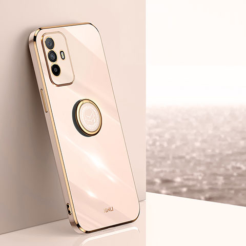 Custodia Silicone Ultra Sottile Morbida Cover con Magnetico Anello Supporto XL1 per Oppo Reno5 Z 5G Oro