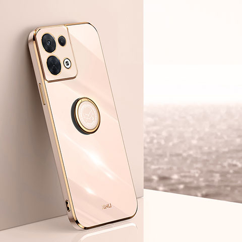 Custodia Silicone Ultra Sottile Morbida Cover con Magnetico Anello Supporto XL1 per Oppo Reno9 Pro 5G Oro