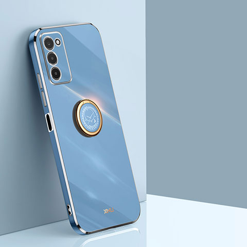 Custodia Silicone Ultra Sottile Morbida Cover con Magnetico Anello Supporto XL1 per Samsung Galaxy A02s Blu