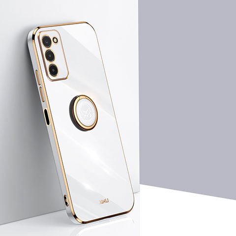 Custodia Silicone Ultra Sottile Morbida Cover con Magnetico Anello Supporto XL1 per Samsung Galaxy A03s Bianco