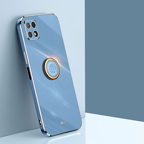 Custodia Silicone Ultra Sottile Morbida Cover con Magnetico Anello Supporto XL1 per Samsung Galaxy A22 5G Blu
