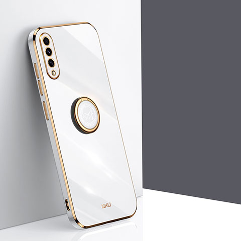 Custodia Silicone Ultra Sottile Morbida Cover con Magnetico Anello Supporto XL1 per Samsung Galaxy A50S Bianco