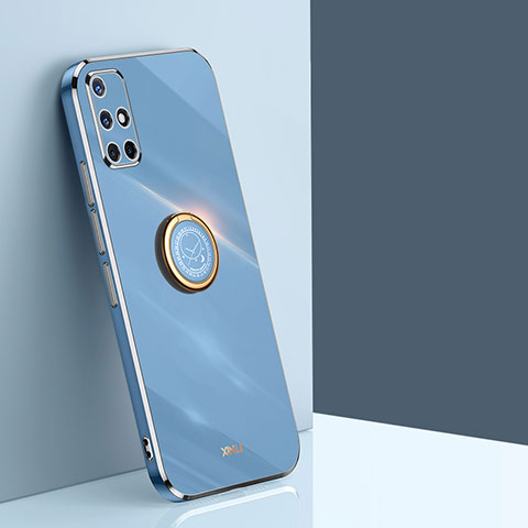 Custodia Silicone Ultra Sottile Morbida Cover con Magnetico Anello Supporto XL1 per Samsung Galaxy A71 4G A715 Blu