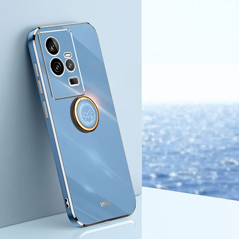 Custodia Silicone Ultra Sottile Morbida Cover con Magnetico Anello Supporto XL1 per Vivo iQOO 11 5G Blu
