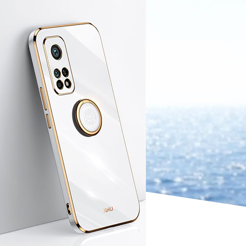 Custodia Silicone Ultra Sottile Morbida Cover con Magnetico Anello Supporto XL1 per Xiaomi Mi 10T Pro 5G Bianco