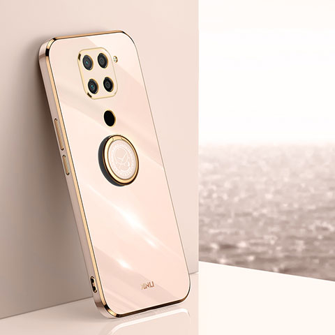 Custodia Silicone Ultra Sottile Morbida Cover con Magnetico Anello Supporto XL1 per Xiaomi Redmi Note 9 Oro