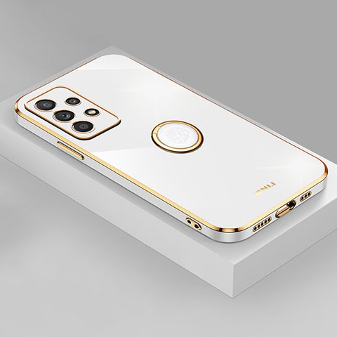 Custodia Silicone Ultra Sottile Morbida Cover con Magnetico Anello Supporto XL2 per Samsung Galaxy A52 5G Bianco