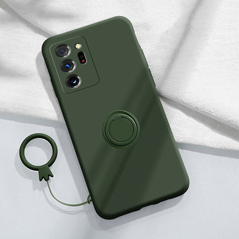 Custodia Silicone Ultra Sottile Morbida Cover con Magnetico Anello Supporto YK1 per Samsung Galaxy Note 20 Ultra 5G Verde Notte