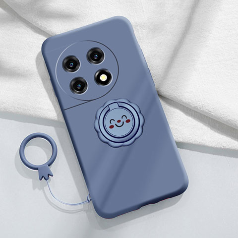 Custodia Silicone Ultra Sottile Morbida Cover con Magnetico Anello Supporto Z01 per OnePlus 11 5G Grigio Lavanda