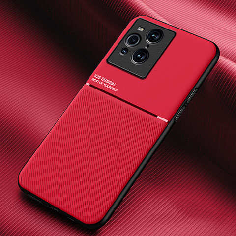 Custodia Silicone Ultra Sottile Morbida Cover con Magnetico per Oppo Find X3 Pro 5G Rosso