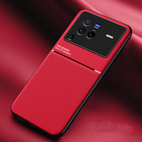 Custodia Silicone Ultra Sottile Morbida Cover con Magnetico per Vivo X80 Pro 5G Rosso