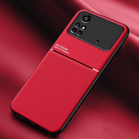 Custodia Silicone Ultra Sottile Morbida Cover con Magnetico per Xiaomi Poco M4 Pro 4G Rosso