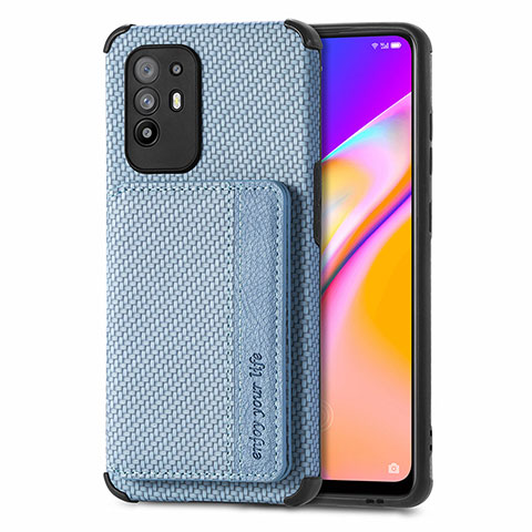 Custodia Silicone Ultra Sottile Morbida Cover con Magnetico S01D per Oppo Reno5 Z 5G Blu