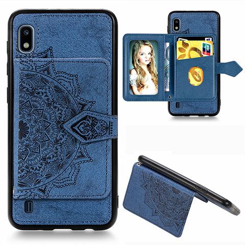 Custodia Silicone Ultra Sottile Morbida Cover con Magnetico S01D per Samsung Galaxy A10 Blu
