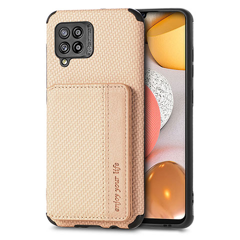 Custodia Silicone Ultra Sottile Morbida Cover con Magnetico S01D per Samsung Galaxy A42 5G Oro