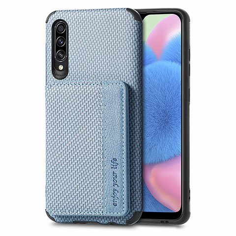 Custodia Silicone Ultra Sottile Morbida Cover con Magnetico S01D per Samsung Galaxy A50 Blu