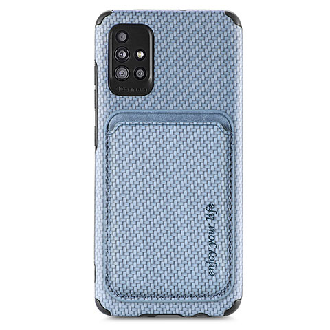 Custodia Silicone Ultra Sottile Morbida Cover con Magnetico S01D per Samsung Galaxy A51 4G Blu