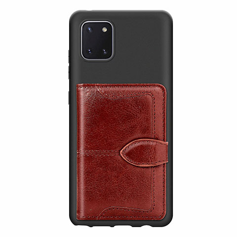 Custodia Silicone Ultra Sottile Morbida Cover con Magnetico S01D per Samsung Galaxy A81 Marrone