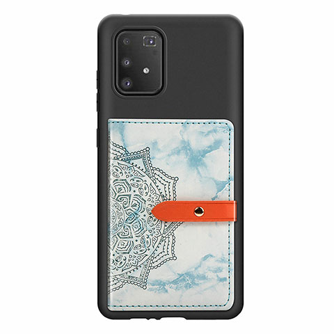 Custodia Silicone Ultra Sottile Morbida Cover con Magnetico S01D per Samsung Galaxy A91 Blu