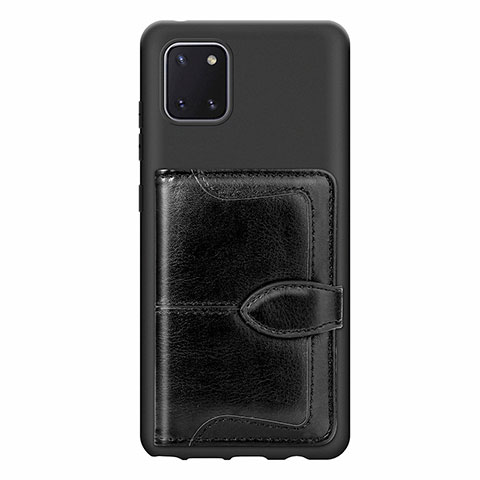 Custodia Silicone Ultra Sottile Morbida Cover con Magnetico S01D per Samsung Galaxy Note 10 Lite Nero