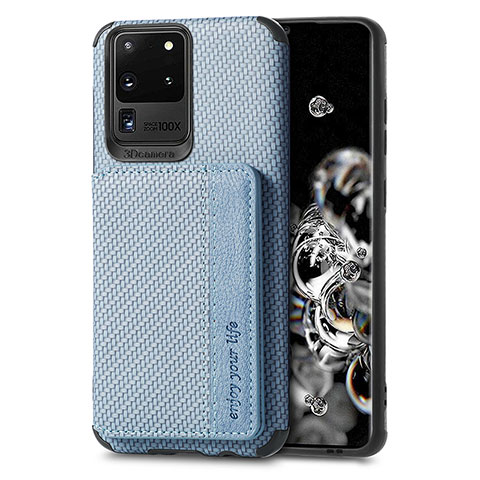 Custodia Silicone Ultra Sottile Morbida Cover con Magnetico S01D per Samsung Galaxy S20 Ultra 5G Blu
