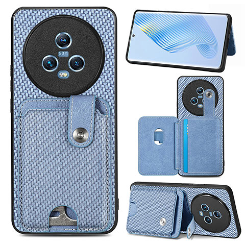 Custodia Silicone Ultra Sottile Morbida Cover con Magnetico S02D per Huawei Honor Magic5 5G Blu