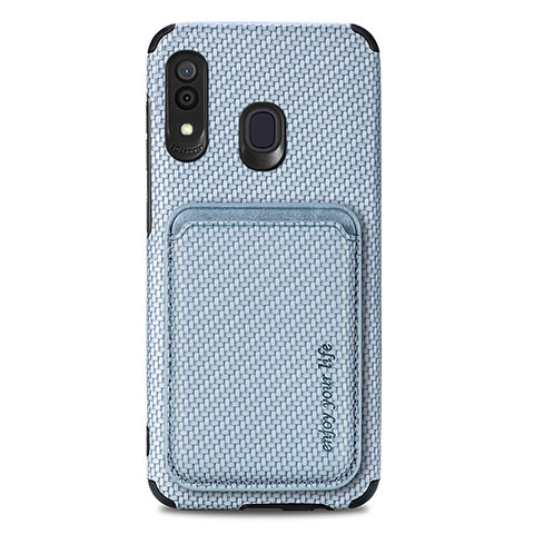 Custodia Silicone Ultra Sottile Morbida Cover con Magnetico S02D per Samsung Galaxy A30 Blu