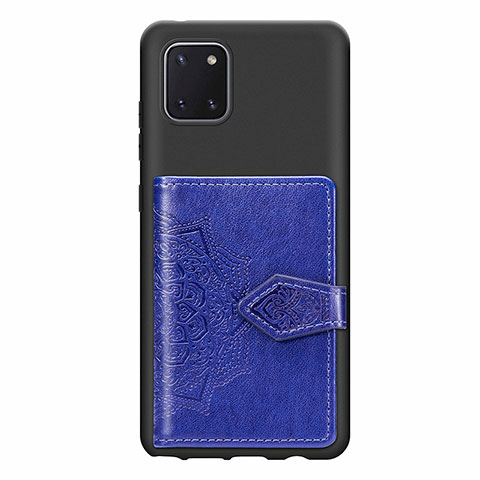 Custodia Silicone Ultra Sottile Morbida Cover con Magnetico S02D per Samsung Galaxy A81 Blu