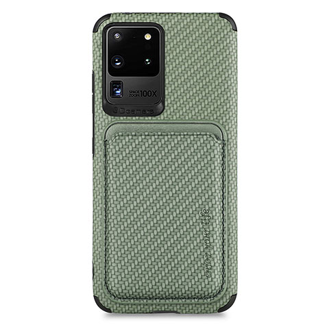 Custodia Silicone Ultra Sottile Morbida Cover con Magnetico S02D per Samsung Galaxy S20 Ultra 5G Verde