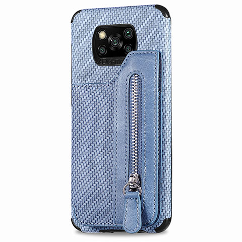 Custodia Silicone Ultra Sottile Morbida Cover con Magnetico S02D per Xiaomi Poco X3 Blu