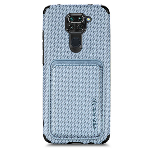 Custodia Silicone Ultra Sottile Morbida Cover con Magnetico S02D per Xiaomi Redmi Note 9 Blu