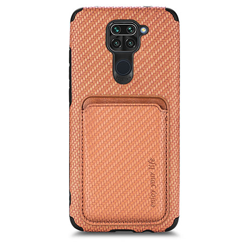 Custodia Silicone Ultra Sottile Morbida Cover con Magnetico S02D per Xiaomi Redmi Note 9 Marrone