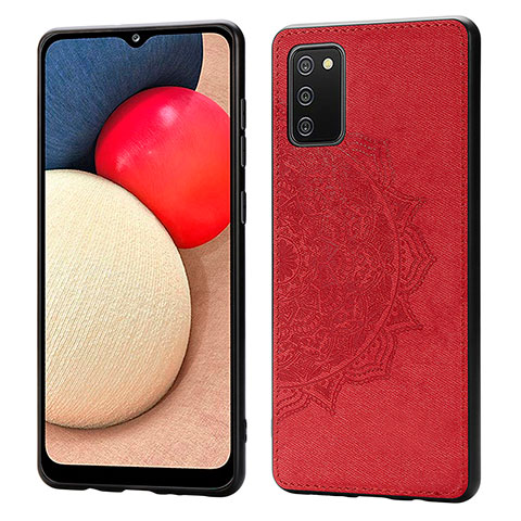 Custodia Silicone Ultra Sottile Morbida Cover con Magnetico S03D per Samsung Galaxy A02s Rosso