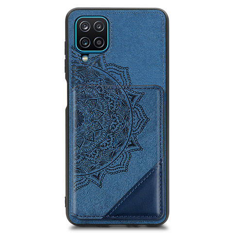 Custodia Silicone Ultra Sottile Morbida Cover con Magnetico S03D per Samsung Galaxy A12 Blu
