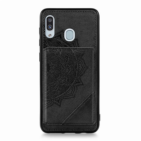 Custodia Silicone Ultra Sottile Morbida Cover con Magnetico S03D per Samsung Galaxy A30 Nero