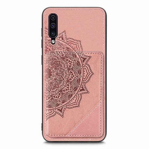 Custodia Silicone Ultra Sottile Morbida Cover con Magnetico S03D per Samsung Galaxy A30S Oro Rosa