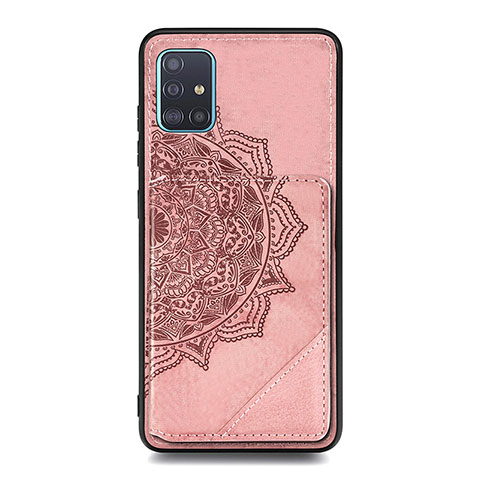 Custodia Silicone Ultra Sottile Morbida Cover con Magnetico S03D per Samsung Galaxy A51 4G Oro Rosa