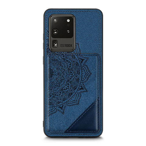 Custodia Silicone Ultra Sottile Morbida Cover con Magnetico S03D per Samsung Galaxy S20 Ultra 5G Blu