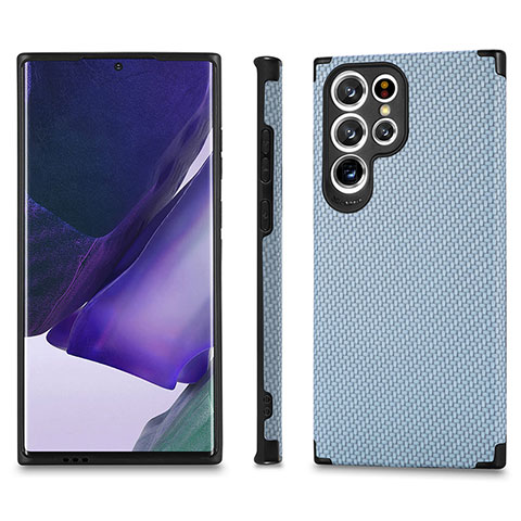 Custodia Silicone Ultra Sottile Morbida Cover con Magnetico S03D per Samsung Galaxy S23 Ultra 5G Blu