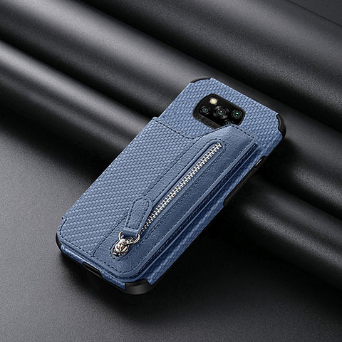 Custodia Silicone Ultra Sottile Morbida Cover con Magnetico S03D per Xiaomi Poco X3 Blu