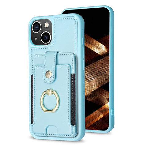 Custodia Silicone Ultra Sottile Morbida Cover con Magnetico S04D per Apple iPhone 14 Cielo Blu